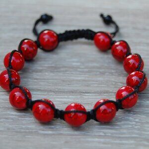 Tibetan Shamballa Style Bracelet,Large 10mm Beads,Drawstring Bracelet